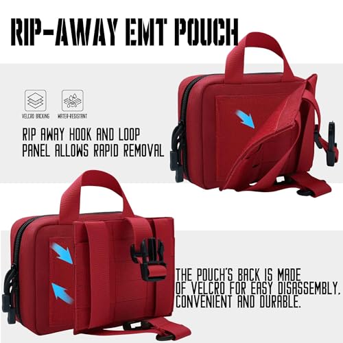 Upgrade Molle Rip Away Ifak Pouch, Tactical Small Belt First Aid Pouch Medical Utility EMT Pouch Only - color: Upgrade - Red