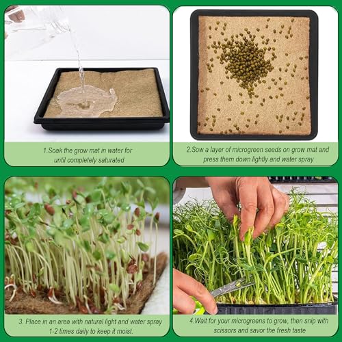 Microgreen Growing Trays Mat, 10" x 160", Jute Fiber, 1 Roll | Natural Fiber Grow Kit, For Germination Tray, For Sprout Wheatgrass, Bean Sprouts, Hydroponic Seed Growing - size: 10" X 160"