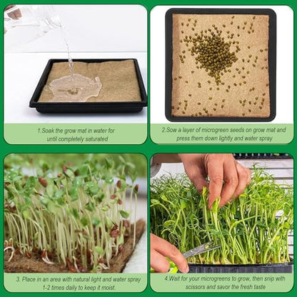 Microgreen Growing Trays Mat, 10" x 160", Jute Fiber, 1 Roll | Natural Fiber Grow Kit, For Germination Tray, For Sprout Wheatgrass, Bean Sprouts, Hydroponic Seed Growing - size: 10" X 160"