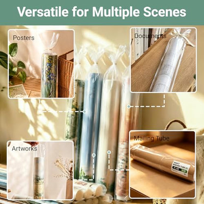 Plastic Poster Sleeves, 20 Pack 6 x 50 Inch Acid-Free Clear Storage Bag, Waterproof Flat Open Poly Long Narrow Tube for Blueprint, Collection, Painting Artwork, Fishing Rod and Umbrella, 2Mil - size: 6 x 50 Inch