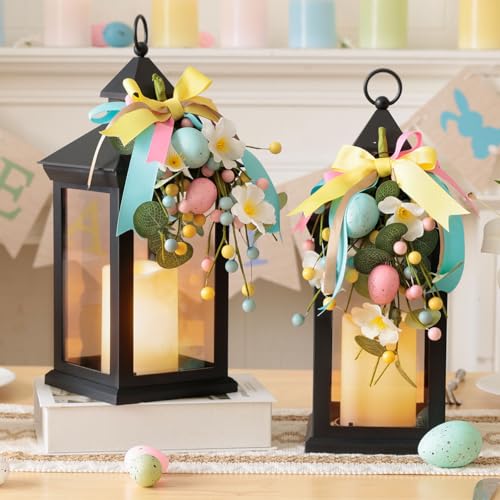 JOIONE Easter Decorative Candle Lanterns, 2 Packs 14" Spring Porch Decor - color: Easter Style 2