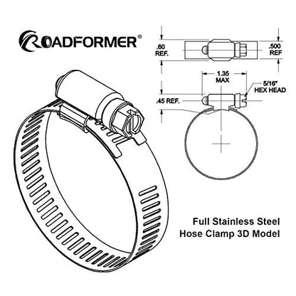 1.5" Hose Clamp Full Stainless Steel 27mm - 51mm,10 Pack | 1.5 hose clamp worm gear - SAE 24 Size, 1/2" Band Width, smoothly install and precisely fit hose & pipe size - size: 1.5" Hose Clamp 27mm - 51mm (1.06" - 2")