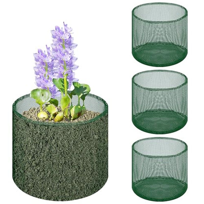 EBaokuup 4 Pcs Aquatic Pond Planting Bags-7" Reusable Mesh Water Garden Pond Plant Pot-Breathable Green Round Lily Plant Pots for Pond Bog Plant Garden Terrestrial Plant - color: Green, size: Round