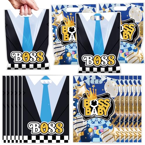 Falueqg Boss Themed Party Favor Bags - 50 Pcs Black Blue Boy Goodie Candy Gift Bags Baby Boss Themed Party Favors for Little Gentleman Birthday Baby Shower Decorations - color: Baby Boss