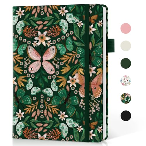 Taja Dotted Journal Notebook for Women & Men, Hardcover Leather Journal for Writing, A5 Dotted Journaling Notebook for Work & Sketching, Perfect for Office School Home Supplies, 160 Pages, Butterfly - color: C-Butterfly, style: B - Dotted