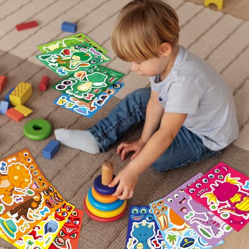Dinosaur Sticker for Kids 12 Design, Make Your Own Dinosaur Sticker Sheets | 24 PCS Boy Girl Toddlers Stickers, Dinosaur Party Favors Supplies Art Craft, Birthday Gift, Teacher Classroom Reward - style: Dinosaur Sticker