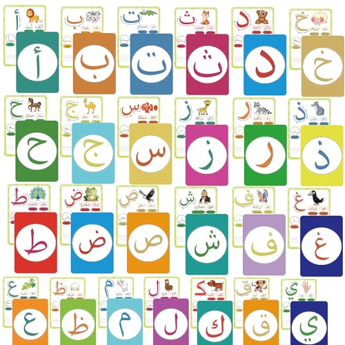36 Arabic Flash Cards, Arabic Alphabet Learning for Beginners, Adults, Learn Arabic Alphabet Letters Writing & Pronunciation Guide for Teacher Tool Supplies