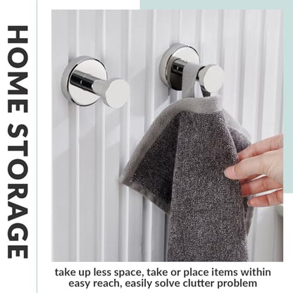 APLusee Polished Chrome Bathroom Towel Hooks 2 Pack, 304 Stainless Steel Round Robe Hooks for Bathroom Kitchen Garage, Heavy Duty Wall Mounted Towel Hanger - color: Polished Chrome, size: 2 Pack