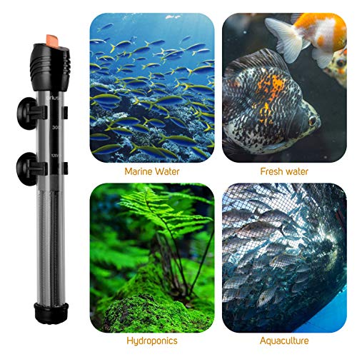 Orlushy Submersible Aquarium Heater, Adjustable Fish Tahk Heater with Free Thermometer Suitable for Marine Saltwater and Freshwater - size: C300