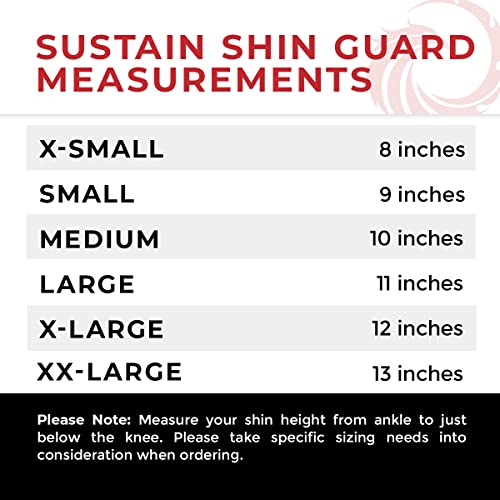 Sustain Shin Guard, Elastic Cloth Shin & Instep Padded Guards for Muay Thai Training, Sparring, MMA, Protective Kickboxing (Pair) - size: X-Small