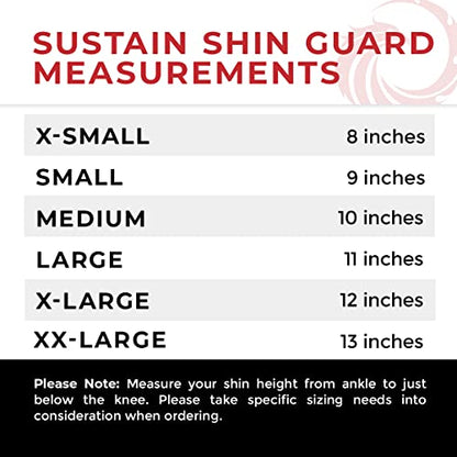 Sustain Shin Guard, Elastic Cloth Shin & Instep Padded Guards for Muay Thai Training, Sparring, MMA, Protective Kickboxing (Pair) - size: XX-Large