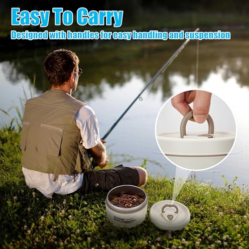 THKFISH Fishing Bait Container, Stainless Steel Insulated Live Bait Storage, Worm Bait Holder, Bait Storage Box, Nightcrawler Box, Bait Bucket to Keeps Bait Fresh and Alive - color: 2PCS-0.6L+0.4L