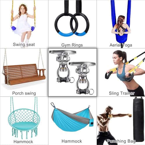 SELEWARE Silent Bearing Swivel Swing Hanger Stainless Steel Swing Hook 2Pcs - color: 360° Bearing Swing Hanger ( 2 Pack )