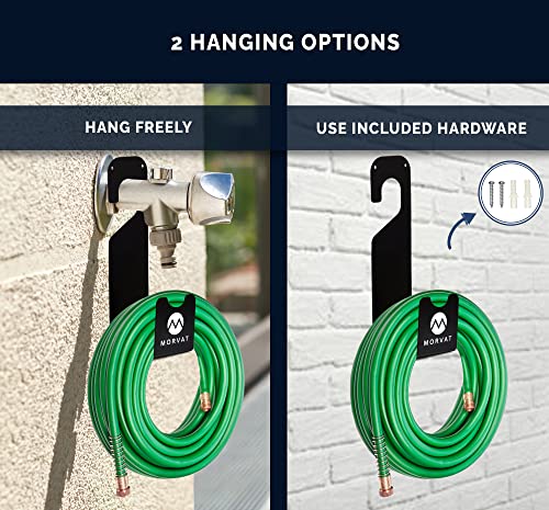 Premium 150 Ft Hose Hanger with Rust Resistant Metal, Organize Your Garden, Garage & Outdoor Storage Area, Wall Mount Holder or Hang/Hook Over Water Spigot with Included Screws
