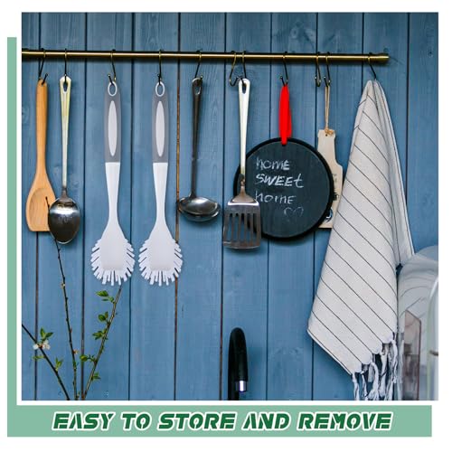 Hsei 20 Pcs Gray Kitchen Scrub Dish Brush Bulk with 11 Inch Handle Cleaning Dish Scrubber with Stiff Bristles Washing Scrub Brushes for Housekeeping for Pots and Pans, Kitchen Sink - color: Gray and White