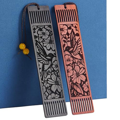 Wood Hummingbird Bookmark Gifts,Aesthetic Bookmarks Book Marks for Reading Women, Gifts for Bird Lovers (Hollow Hummingbird) - style: Hollow Hummingbird