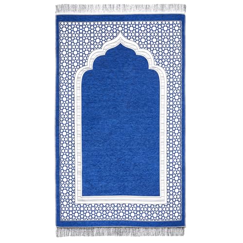 Islamic Prayer Rug Elegant Masjid Pattern Thin Mat Muslim Portable Blanket Ramadan Eid Gift Rug Turkish Prayer Carpet - Blue 1pc - color: 1pc Bluec