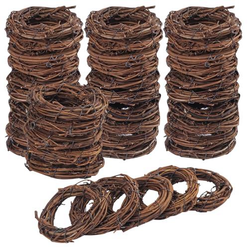 40 Pieces 3.15 Inch Natural Grapevine Wreath, Small Grapevine Wreaths, Vine Branch Wreath, for Christmas, Weddings, DIY Crafts, Parties and Festive Holiday Ornaments - size: 40 Pcs 3.15 Inch Brown