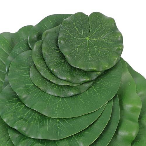 balacoo 10pcs Artificial Lotus Leaves Aquarium Floating Lotus Leaf Ornament Water Pool Decor Simulation Plants for Fish Tank and Pond Home Garden Display
