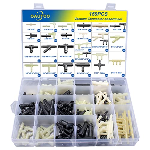 32 Size Automotive Vacuum Tubing Connector Vacuum Tee Connector Assortment Kit 1/8" 3/16" 1/4" 5/16" 3/8"
