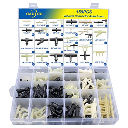 32 Size Automotive Vacuum Tubing Connector Vacuum Tee Connector Assortment Kit 1/8" 3/16" 1/4" 5/16" 3/8"