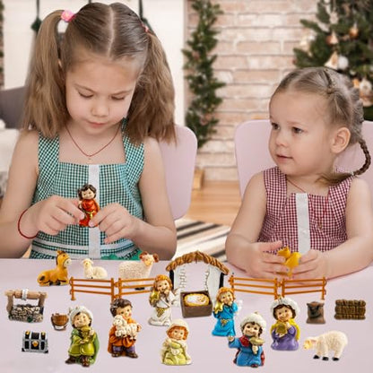 Nativity Advent Calendar 2026, 24pcs Resin Nativity Scene Figurines Set for Men Women Christmas Advent Countdown Calendar Christian Religious Gifts for Kids - color: Yellow