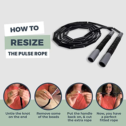 Elite Jumps Heavy Beaded Weighted Jump Rope, 6.5 oz | Heavy resistance beaded rope. Long 8-inch handles, shatterproof 2-inch beads. Adjustable 10 ft. - color: Black