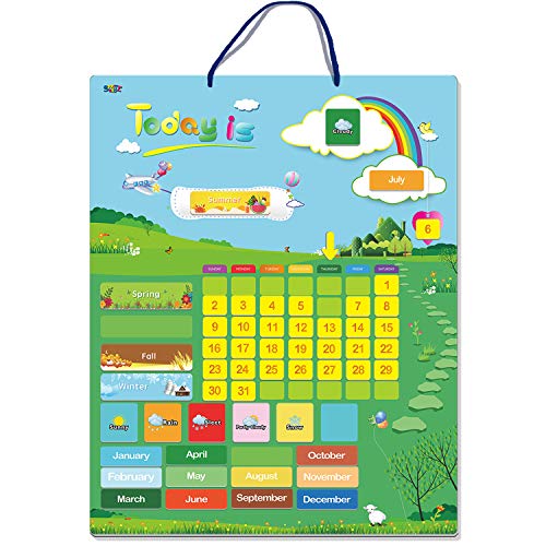 Magnetic Learning Calendar with Weather Station 55 PCS (15” X 12” Wall Mountings Ready) - style: Farm