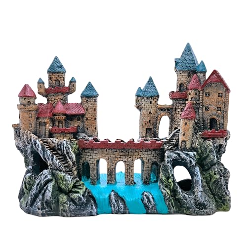 M2cbridge Antique Roman Column Ruins European Castle Aquarium Decorations Fish Tank Hideout Rocks (Large Castle) - color: Large Castle