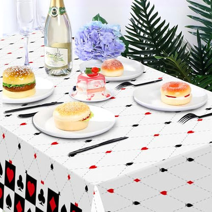 1Pc Casino Poker Card Party Plastic Tablecloth 54 x 87 Inch Long Table Cover, Las Vegas Club Bar Game Cards Wedding Baby Shower Party Holiday Dinner Picnic or Tablecloth for Kitchen Event Use - color: Casino Poker Card