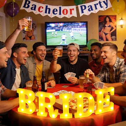 Aurelema Sukkot Large LED Letter Sign LED Lights Battery Powered Table Decoration for Party Gift Tabletop Decoration(Bride) - size: 8.27 inches, style: Bride