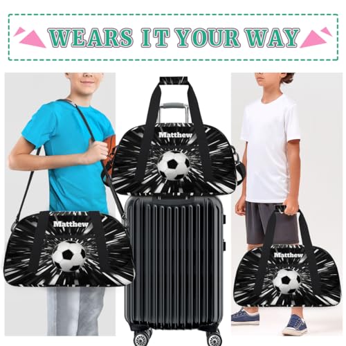 Custom Boys Sports Soccer Training Bag Abstract Black Background | Personalized Named Practice Travel Overnight Training Bag - color: Color 17