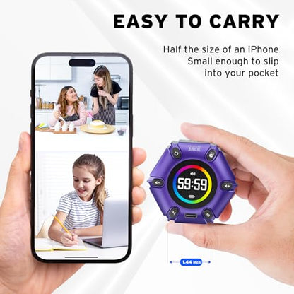 Printers Jack, Productivity Cube Timer, Visual Pomodoro Timer, Mute & Vibration & Adjustable Sound Alert, ADHD, for Office, Study, Work, 3/5/10/25/30/60min & Custom Countdown - Purple - color: Purple