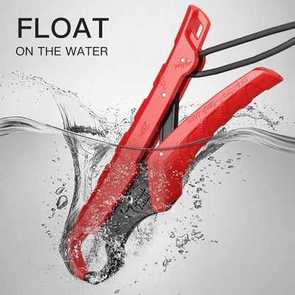 7.5'' Floating Fish Gripper, Fishing Grabber | Catfish Mouth Pliers, Caught Bass Holder, Fish Scale Hook Clamp, Saltwater Lip Grip Tool with Lanyard, Gifts for Men - color: Red-black