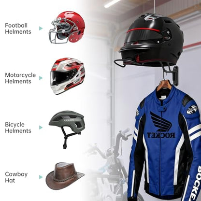 4 Pcs Wall Mounted Helmet Rack Storage Display Rack Hanger, Motorcycle Helmet Holder for Equestrian/Baseball/Iron Man/Scout Trooper/HockeyHelmet（No Helmet） - size: 4 PCS