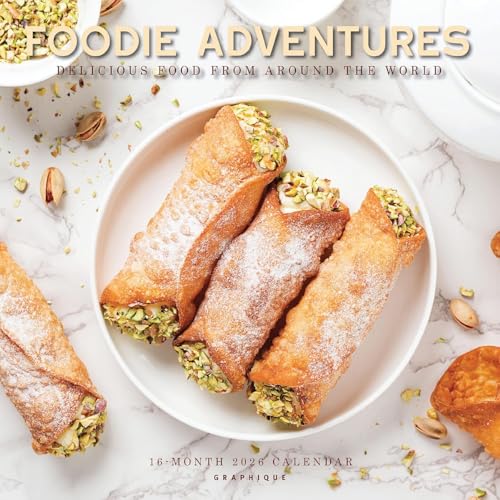 Graphique 2026 Foodie Adventures Wall Calendar | 12” x 12” | Thick Paper | Home & Office Organizer | Large Monthly Grid | 3 Languages & Marked Holidays | 4 Month Preview Page for 2027 - color: Foodie Adventures