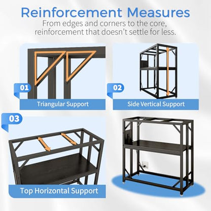 METYERRY 20-29-37 Gallon Fish Tank Stand with Power Outlet,Adjustable Aquarium Stand, Heavy Duty Terrarium Stand,Metal Frame Reptile Turtle Tank Stand Suitable for Home Office,600LBS Capacity, Black - color: Black, size: 20-29-37 Gallon