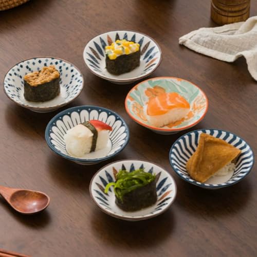 4 Pack 3 oz Small Soy Sauce Dish Ceramic Dipping Sauce Bowls | Japanese Style/Cute/Mini Dipping Bowls for Sushi,Side Dish,Ketchup,Dips,Condiment,Snack/BBQ Party/Stackable - color: Navy Blue