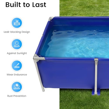 Canvas Fish Pond 127 Gal, Blue Above Ground Foldable Koi Tank, Water Tank | Steel Frame | Drain Valve | Collapsible Design | UV & Freeze Resistant | For Fish, Koi, Turtle, Aquaculture, Irrigation