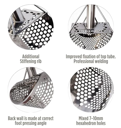 CooB Beach Sand Scoop Shovel Metal Detector Hunting Tool Monstrik v1 | Stainless Steel 1.5mm. Mixed Hexahedron 7-10mm Holes. Light and Strong Treasure Detecting Hunting Tool. Powered by CooB
