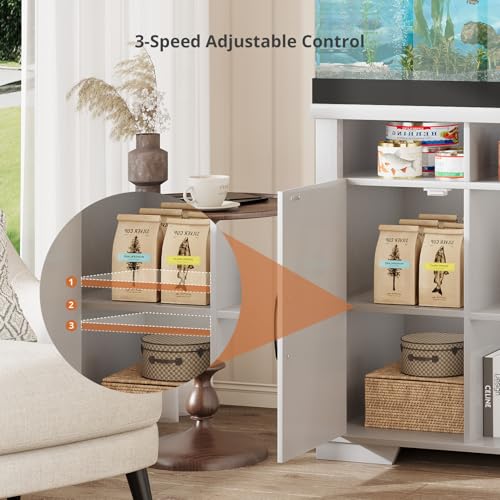 55-75 Gallon Fish Tank Stand, Heavy Duty Aquarium Stand with Power Outlet, 1000LBS Wood Fish Tank Cabinet with Storage Suitable for Turtle Tank, Reptile Terrarium, for Home Office - color: White