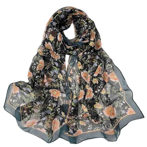 Pokeedioty Scarfs for Women Lightweight Fashion Scarves Elegant Floral Pattern Sheer Scarfs Sunscreen Shawls Wraps - color: P 066