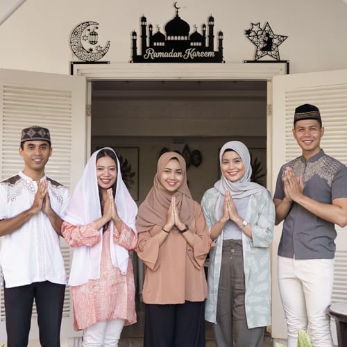 Blulu 3 Pcs Ramadan Door Decoration Metal Ramadan Mubarak Door Topper Eid Mubarak Frame Decoration for Islamic Muslim Cabinet Shelf Window Wall Home Office Kitchen Decor(Eid) - style: Eid