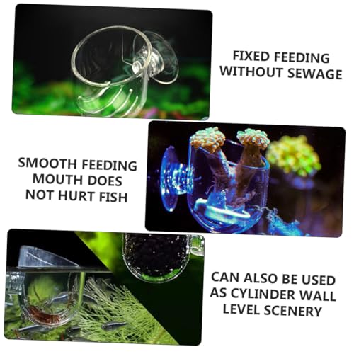 NUOBESTY 2pcs Acrylic Fish Feeder Red Feeding Cup Aquarium Food Holder for Fish Tank Feeding Supplies with Suction Cup Suitable for Live Worms and Shrimp