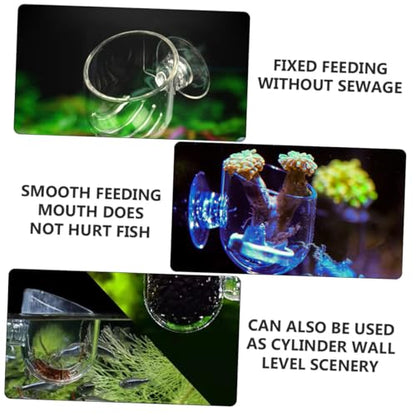 NUOBESTY 2pcs Acrylic Fish Feeder Red Feeding Cup Aquarium Food Holder for Fish Tank Feeding Supplies with Suction Cup Suitable for Live Worms and Shrimp