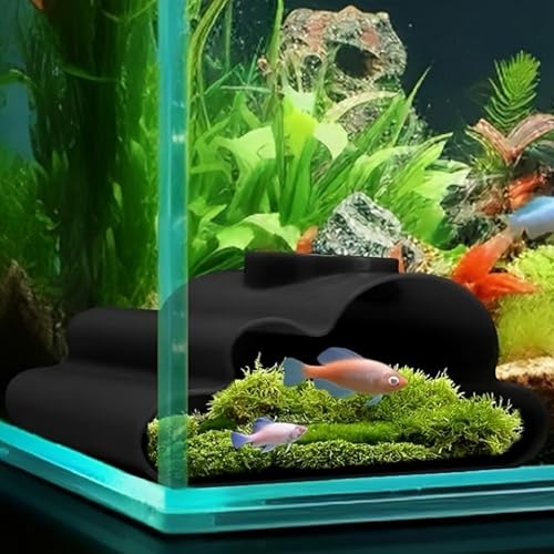 CPLIKE Reptile Hideouts for Snakes & Geckos – Natural Snake Hide Cave, Leopard Gecko Hide, Ball Python Hide with Humid Hide Feature – Durable Reptile Tank Accessories for Enclosure Decor - color: Curve Tunnel Cave Black