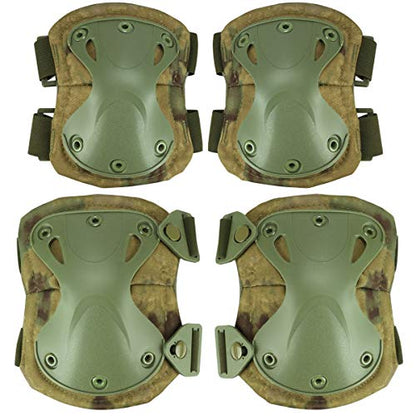 Combat Knee & Elbow Protective Pads Set for Outdoor CS Paintball Game Cycling Safety Skateboarding Gear Skates Knee Protection Guard Pads - color: FG