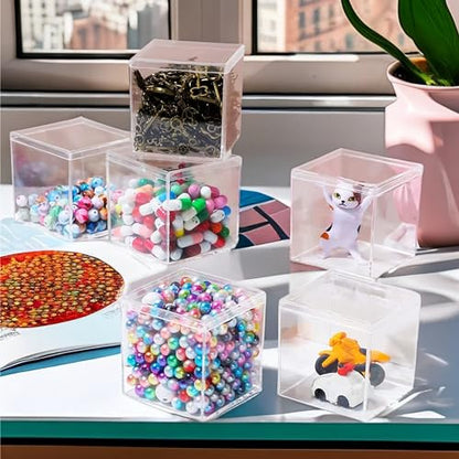 Acrylic Box Clear Acrylic Square Cube Display Case Acrylic Boxes with Lid for Gifts Weddings Party Favors Jewelry Storage Box - size: 3 x 3 x 3 Inch