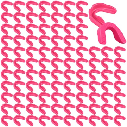 Kathfly 100 Pack Sports Mouth Guard Bulk Athletic Mouthguard Silicone Gum Mouthpiece Teeth Protection for Football Boxing Basketball Hockey Karate Lacrosse Wrestling(Pink) - color: Pink