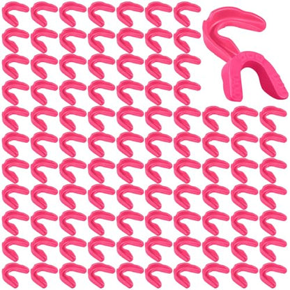 Kathfly 100 Pack Sports Mouth Guard Bulk Athletic Mouthguard Silicone Gum Mouthpiece Teeth Protection for Football Boxing Basketball Hockey Karate Lacrosse Wrestling(Pink) - color: Pink